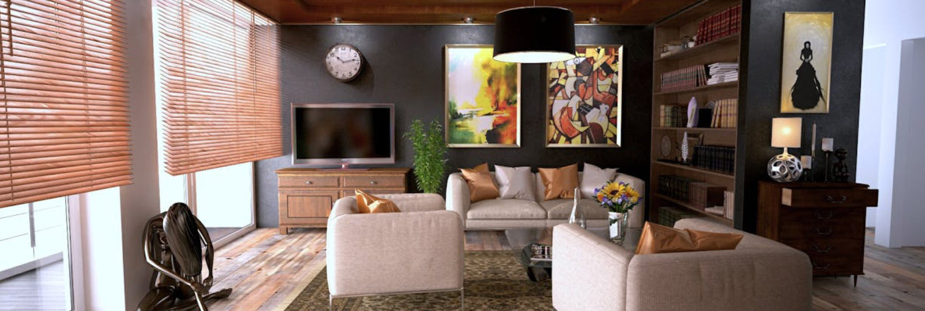 A cosy home decorated with art