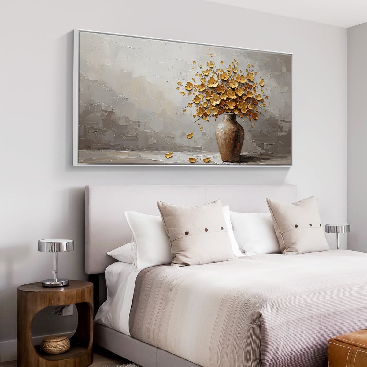 Goldener Blumenstrauß auf Beige