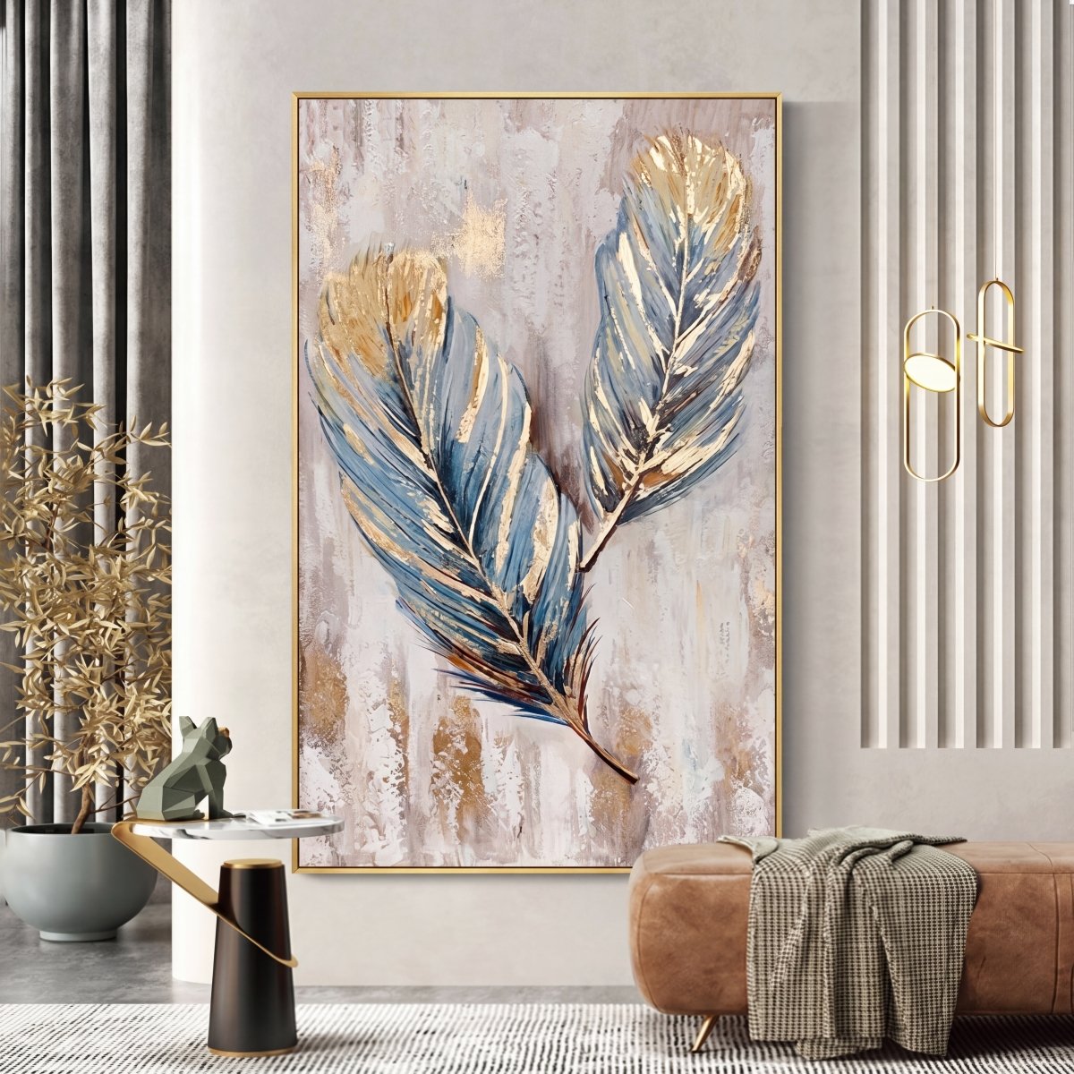 Golden Blue Feathers