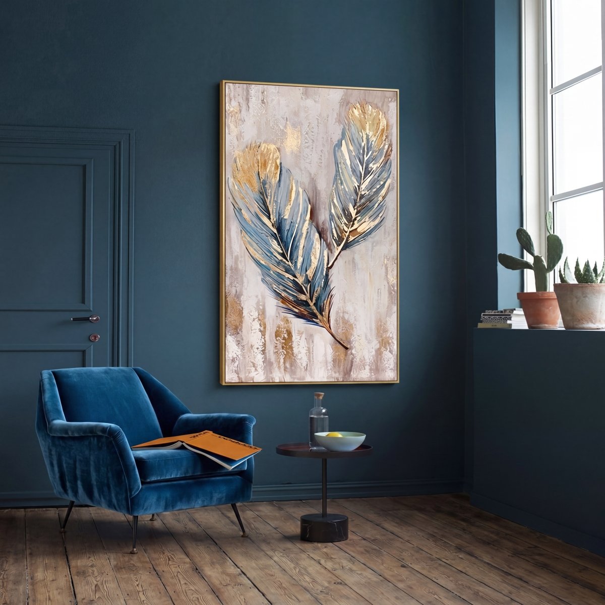 Golden Blue Feathers
