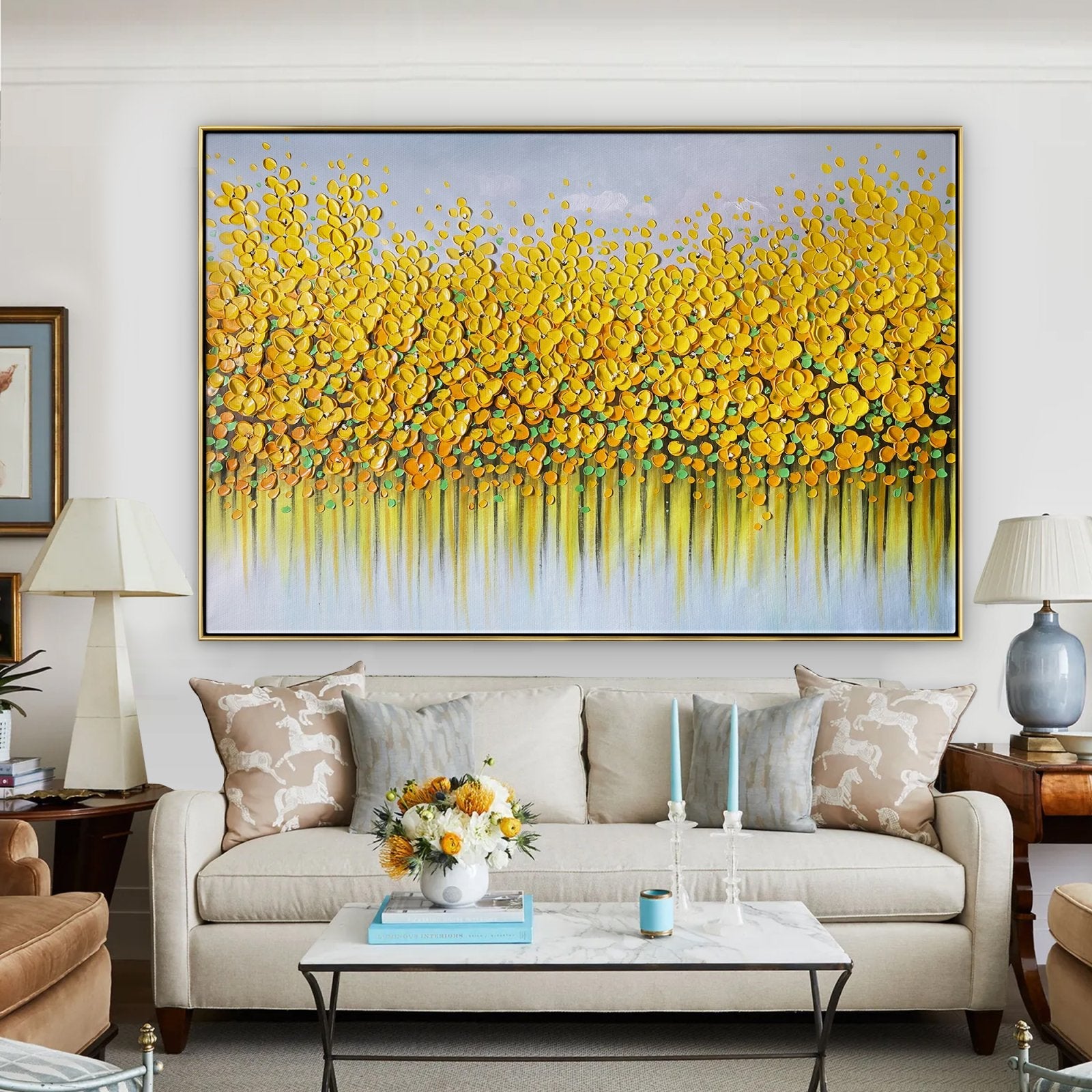 Goldene Lilien – 210x140cm