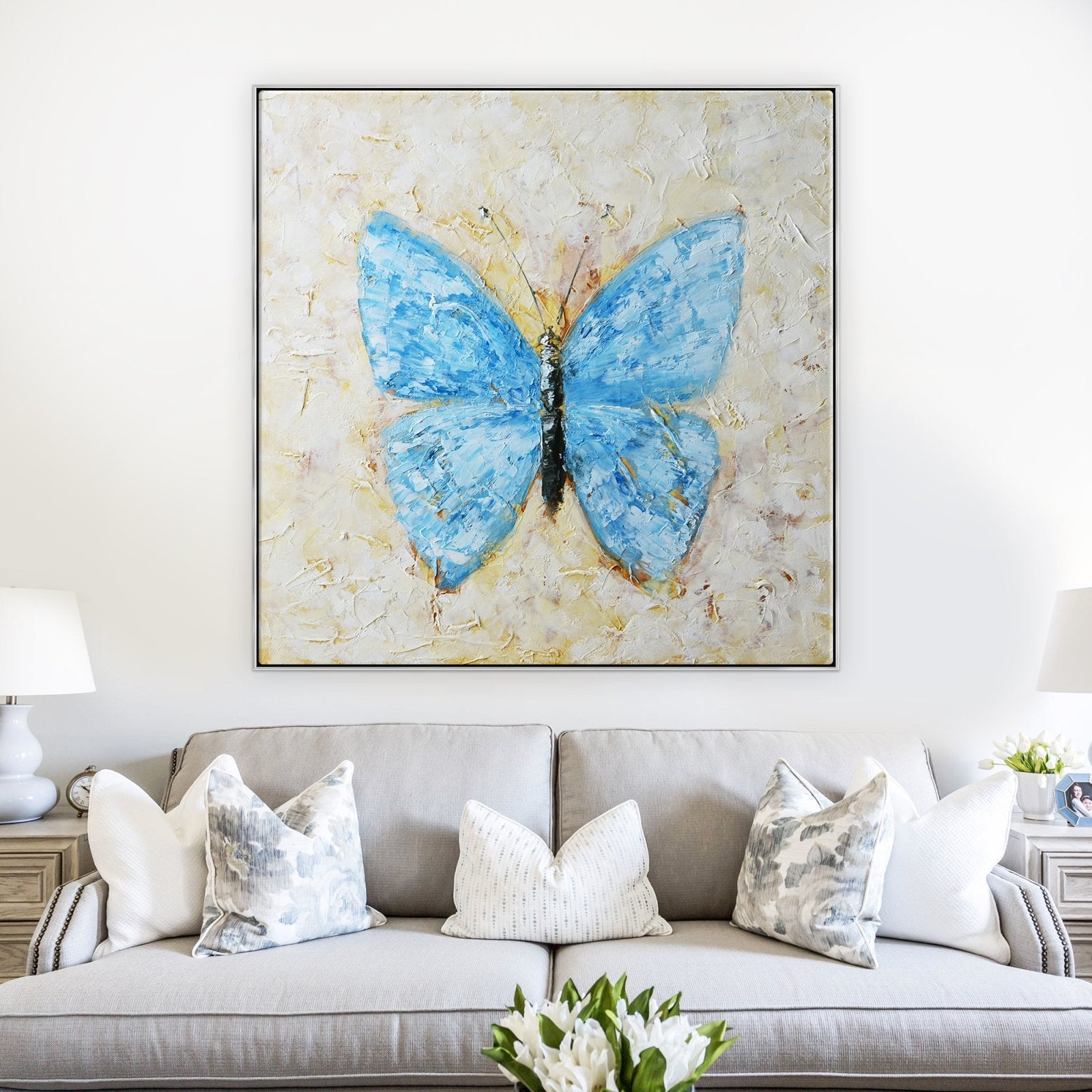 Indigo-Schmetterling – 79x79 cm